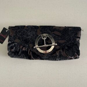 Angel Black and Brown Clutch with Metallic Accent